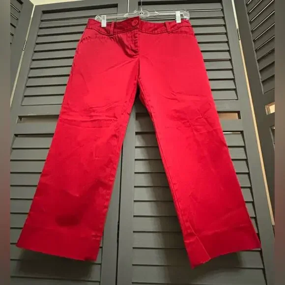 The Limited The Drew Fit Red Cropped Straight Leg Ankle Pants Size 6 - Picture 7 of 12